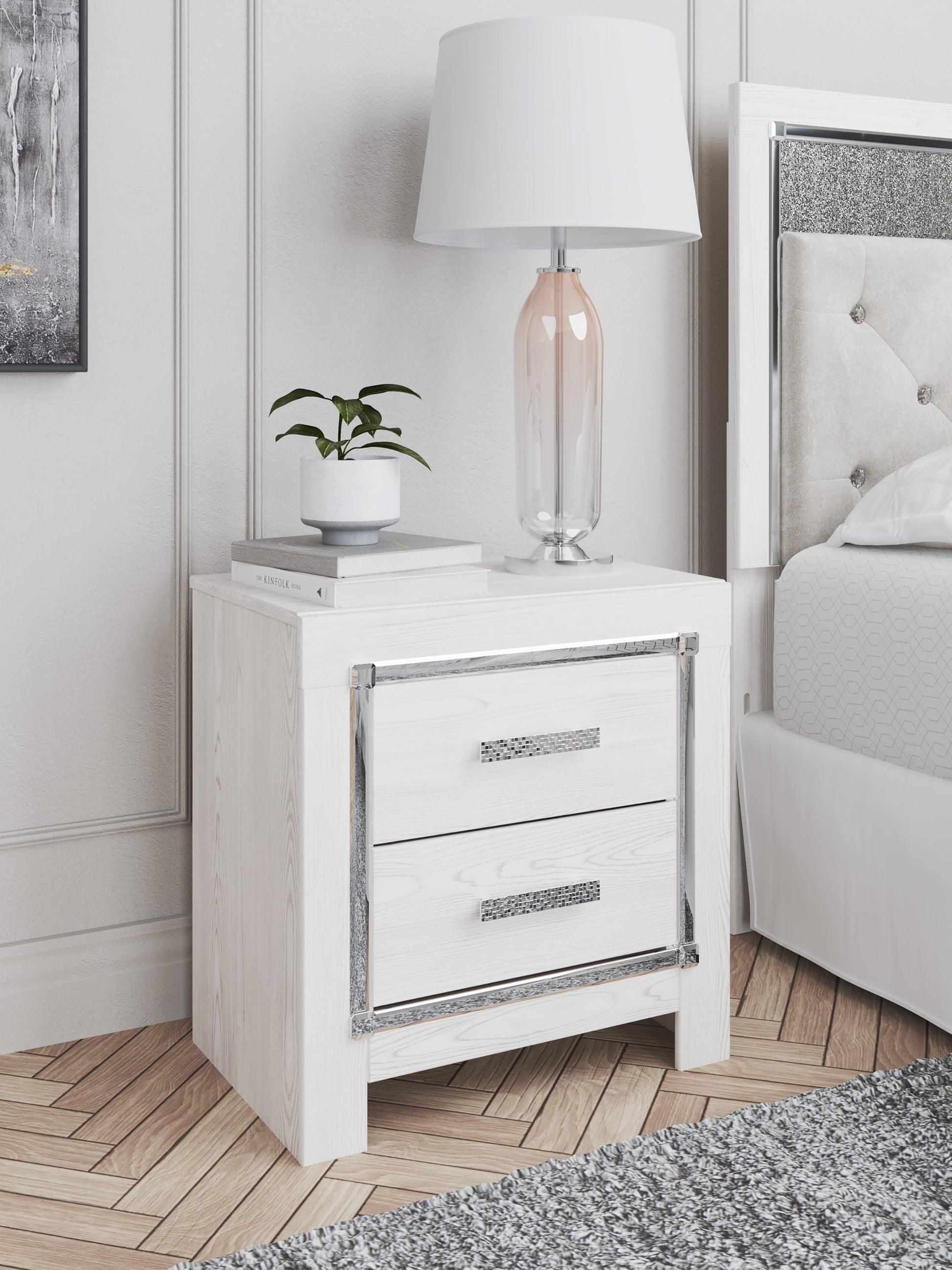 Altyra White LED Upholstered Panel Bedroom Set - SET | B2640-54 | B2640-57 | B2640-96 | B2640-31 | B2640-36 - Luna Furniture - Dallas Store