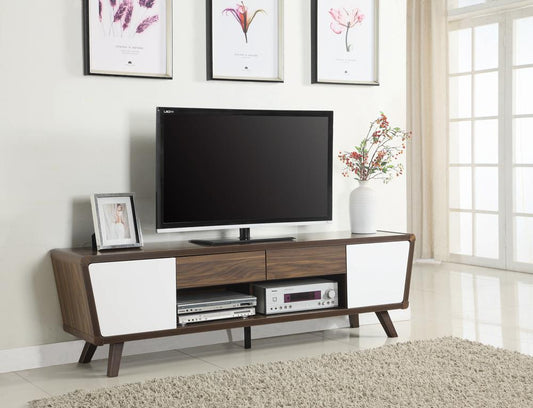 Alvin 2-Drawer TV Console Dark Walnut/Glossy White - 700793 - Luna Furniture - Dallas Store