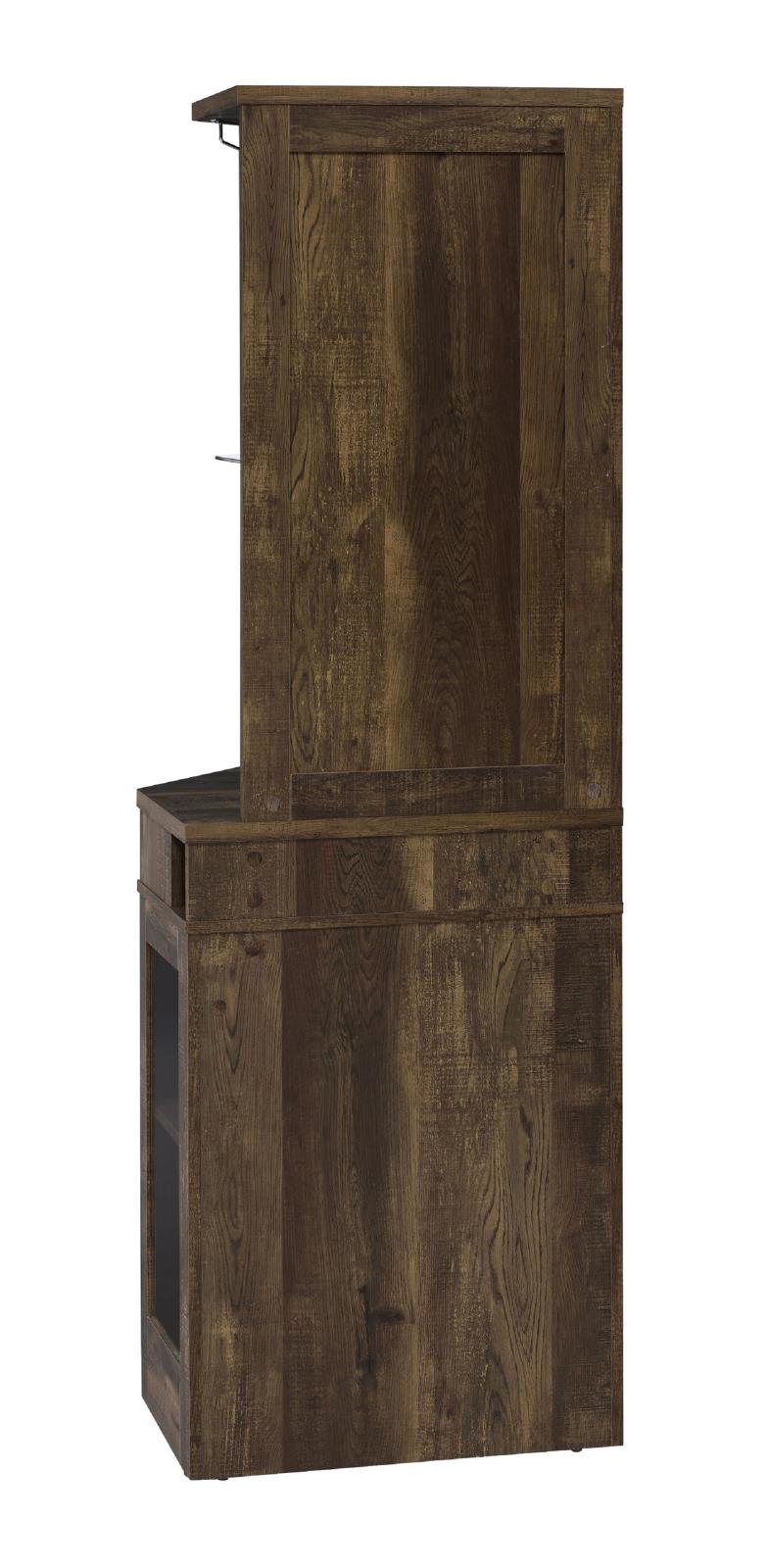 Alviso Rustic Oak Corner Bar Cabinet with Stemware Rack - 182303 - Luna Furniture - Dallas Store
