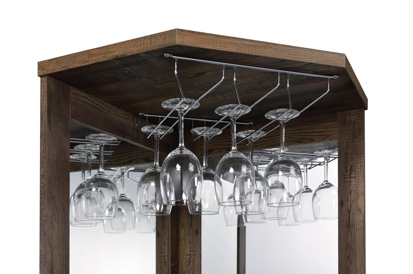 Alviso Rustic Oak Corner Bar Cabinet with Stemware Rack - 182303 - Luna Furniture - Dallas Store