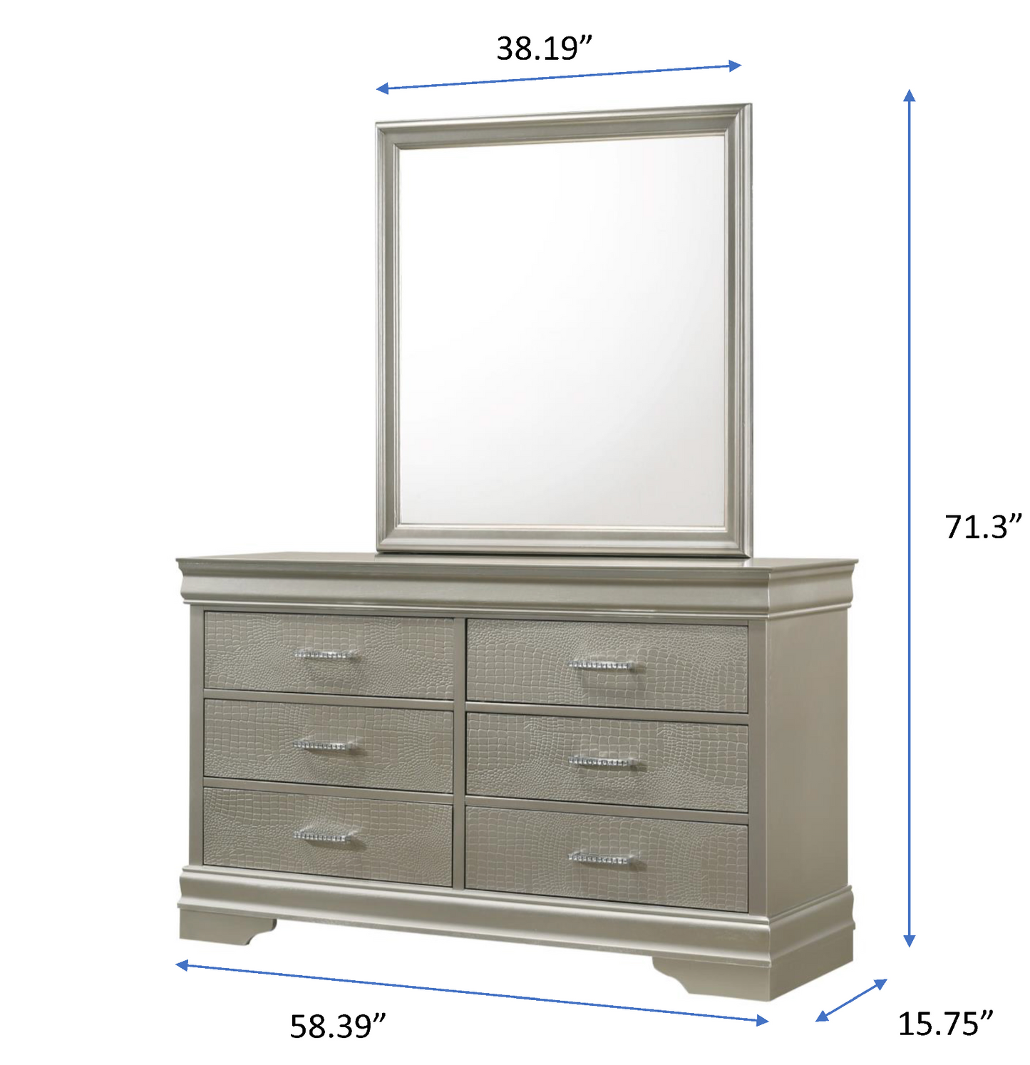 Amalia Silver Dresser - B6910-1 - Luna Furniture - Dallas Store