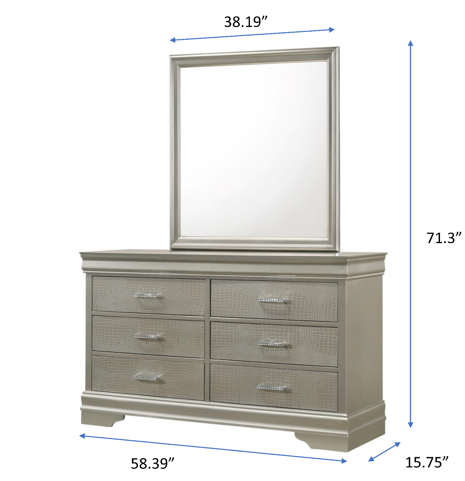Amalia Silver Dresser - B6910-1 - Luna Furniture - Dallas Store