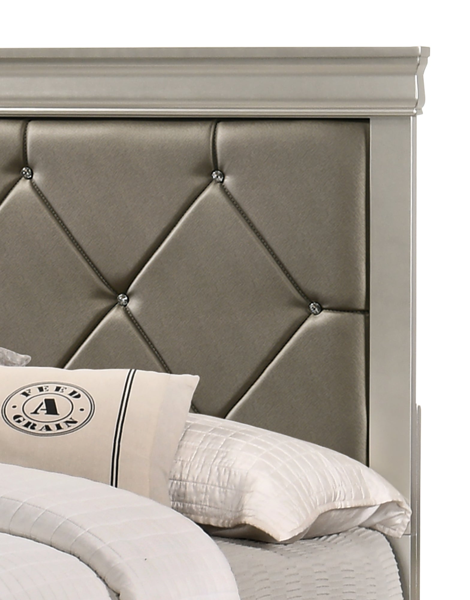 Amalia Silver Queen Panel Bed - SET | B6910-Q-HBFB | B6910-KQ-RAIL - Luna Furniture - Dallas Store