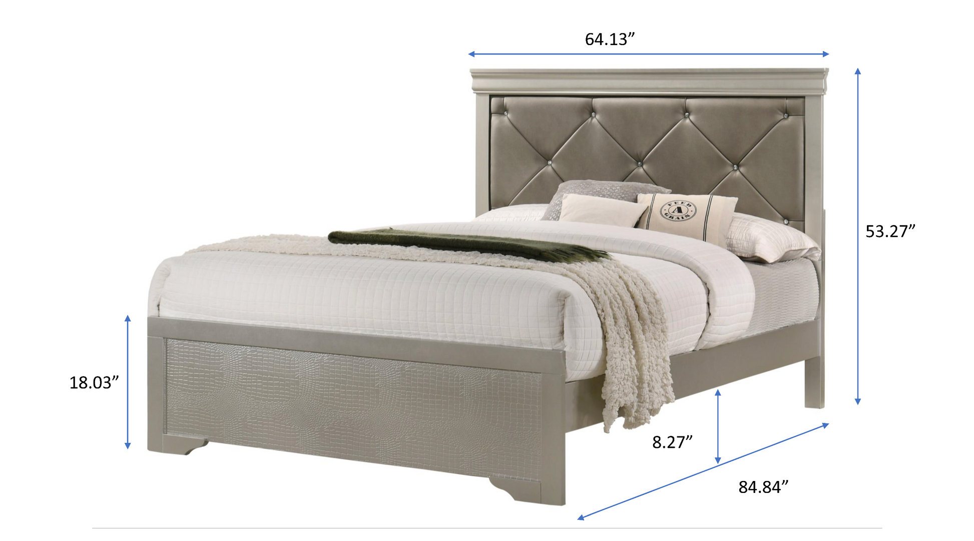 Amalia Silver Queen Panel Bed - SET | B6910-Q-HBFB | B6910-KQ-RAIL - Luna Furniture - Dallas Store