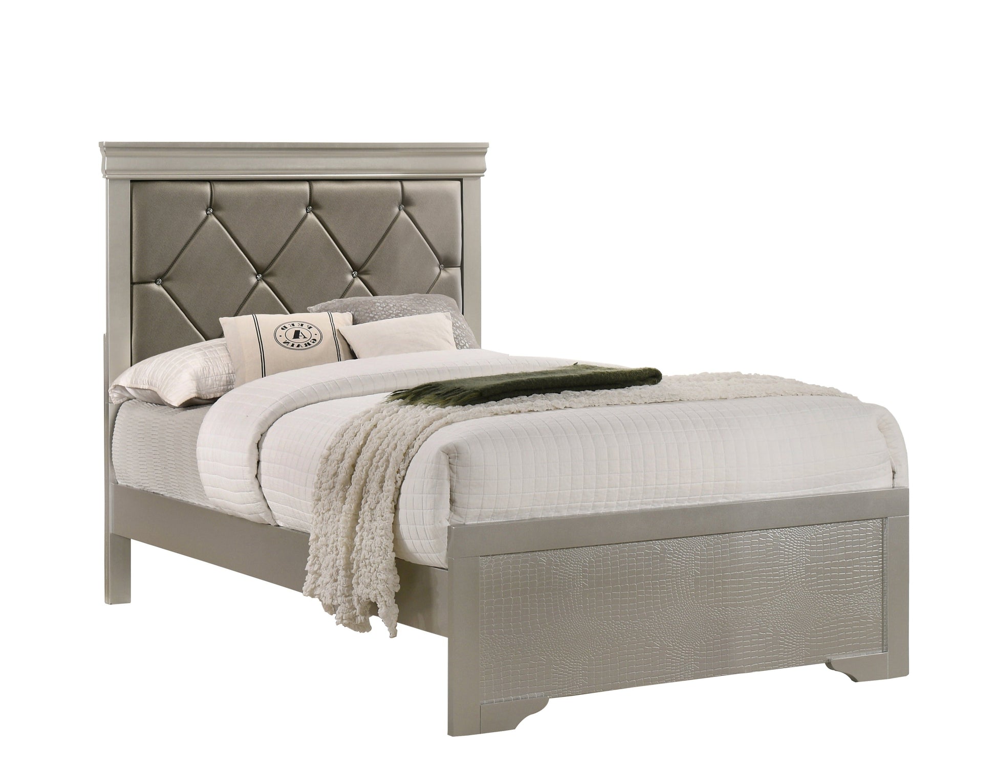 Amalia Silver Twin Panel Bed - SET | B6910-T-HBFB | B6910-FT-RAIL - Luna Furniture - Dallas Store