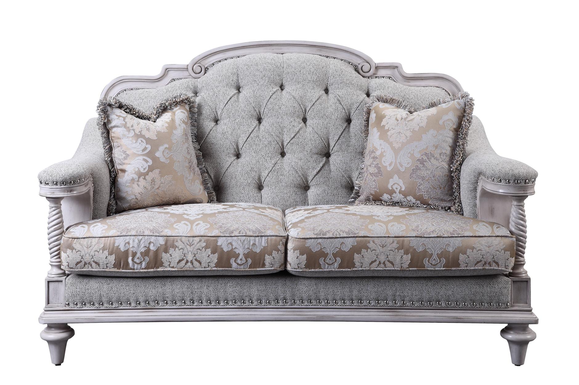 Amancio Antique White Living Room Set - SET | 16139-2 | 16139-3 - Luna Furniture - Dallas Store
