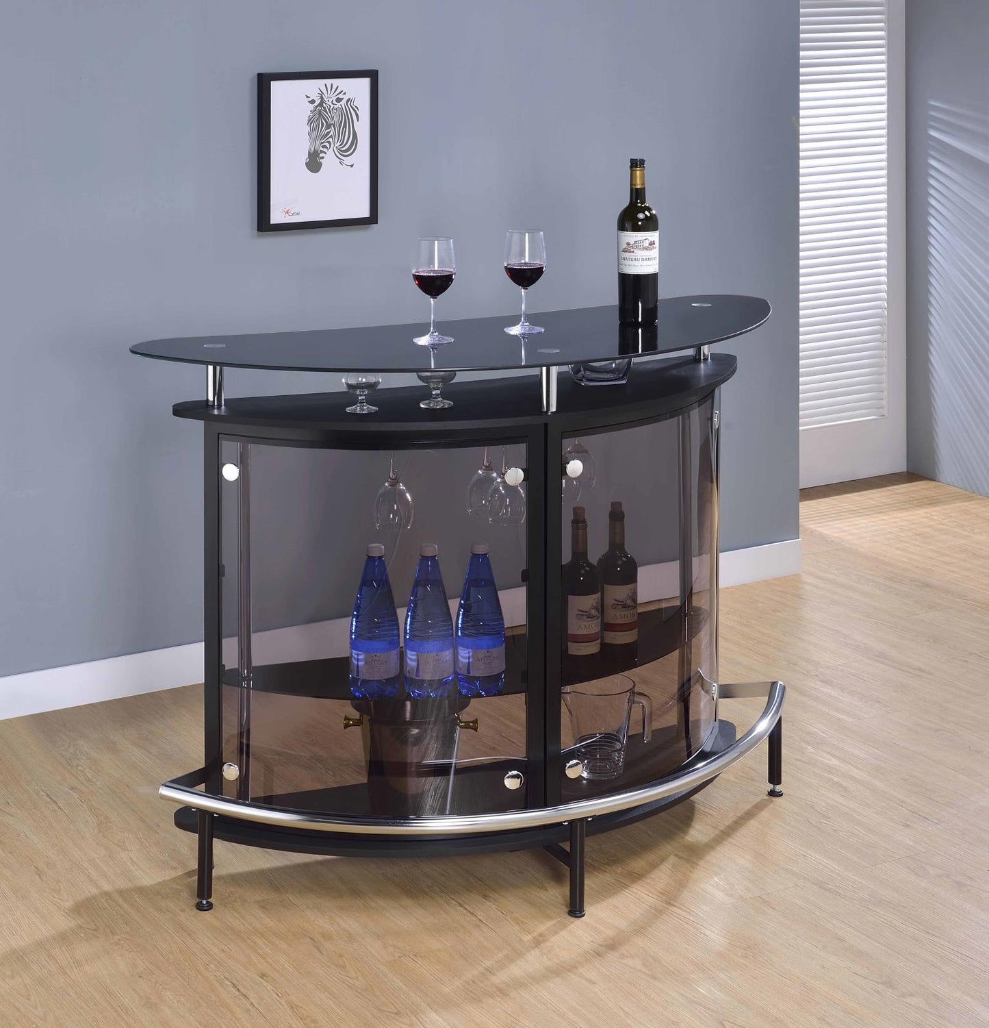Amarillo Black/Chrome 2-Tier Bar Unit - 101065 - Luna Furniture - Dallas Store
