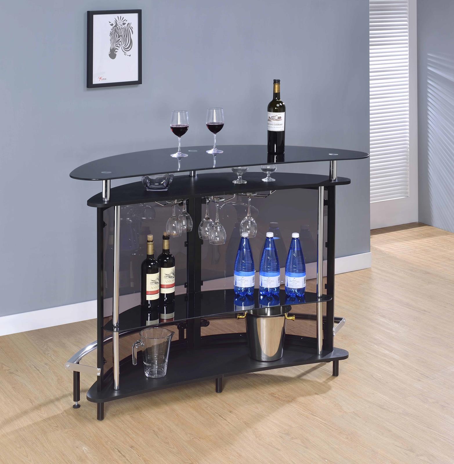 Amarillo Black/Chrome 2-Tier Bar Unit - 101065 - Luna Furniture - Dallas Store