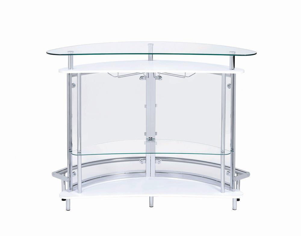 Amarillo White/Chrome 2-Tier Bar Unit - 101066 - Luna Furniture - Dallas Store
