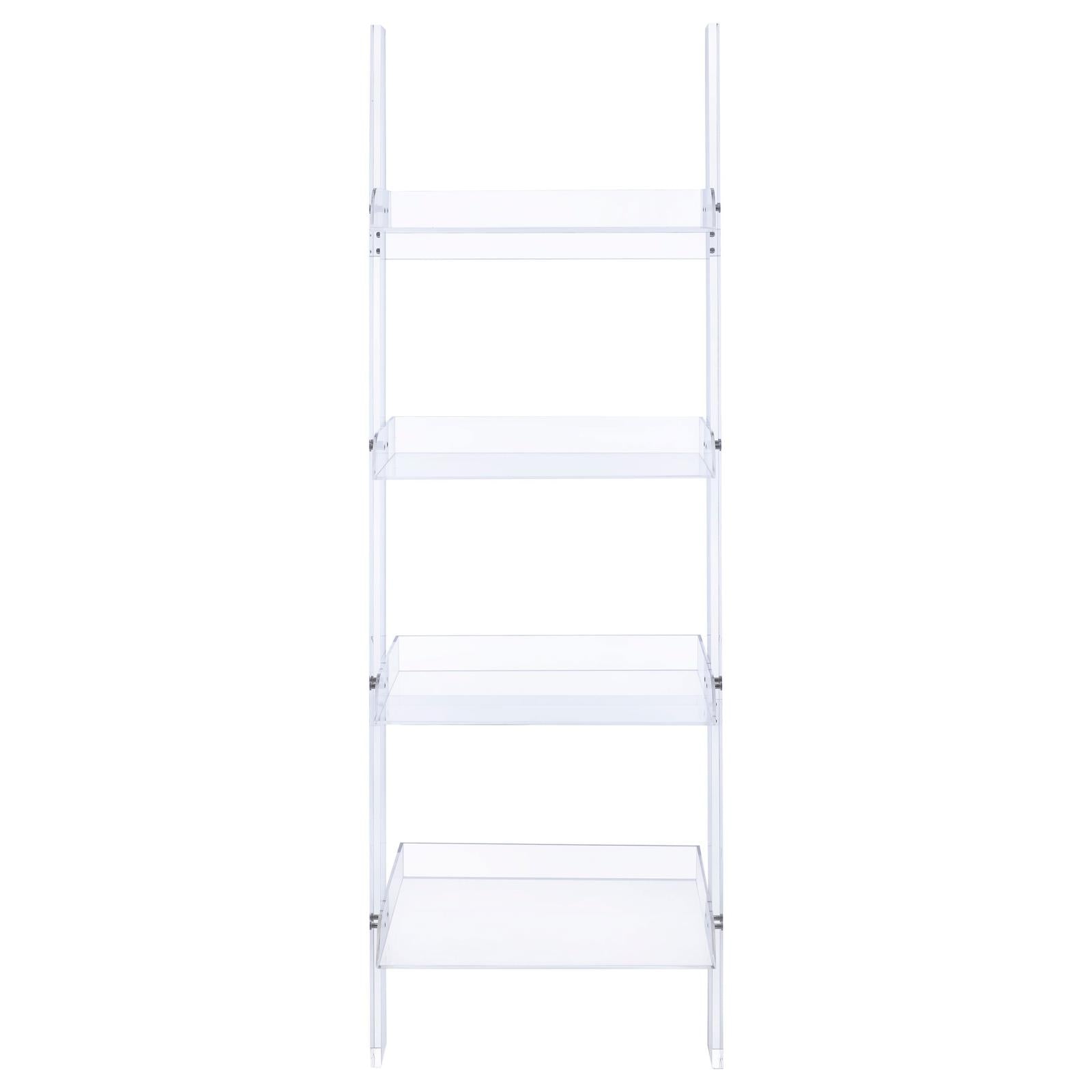 Amaturo Clear 4-Shelf Ladder Bookcase - 801553 - Luna Furniture - Dallas Store