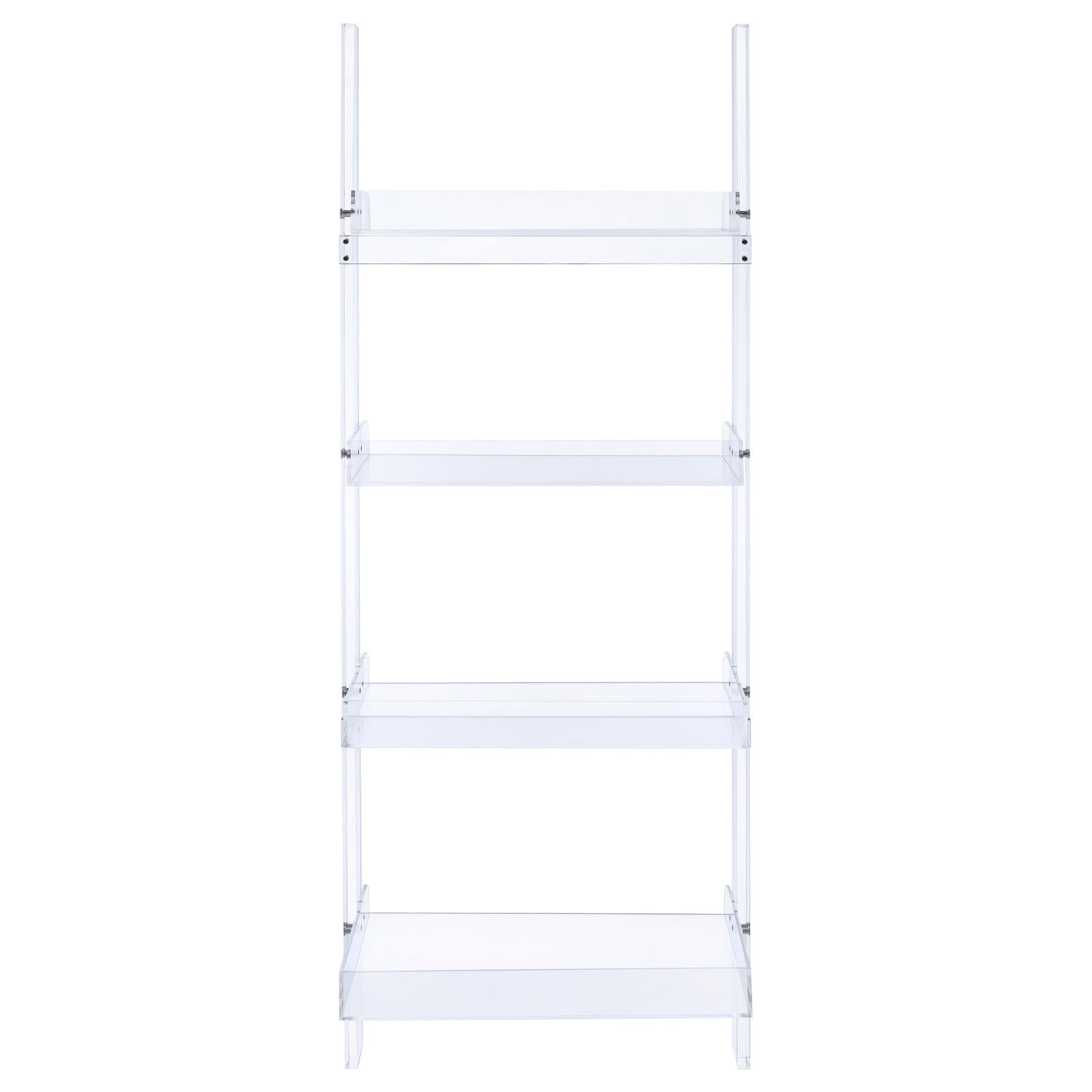 Amaturo Clear 4-Shelf Ladder Bookcase - 801553 - Luna Furniture - Dallas Store