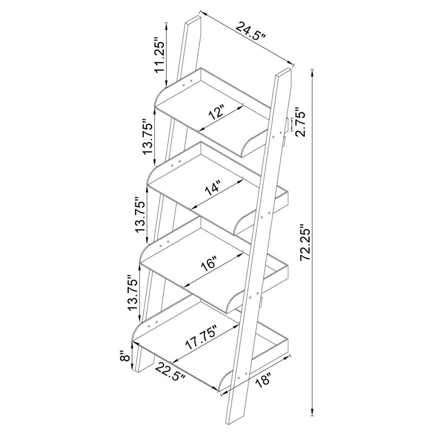 Amaturo Clear 4-Shelf Ladder Bookcase - 801553 - Luna Furniture - Dallas Store