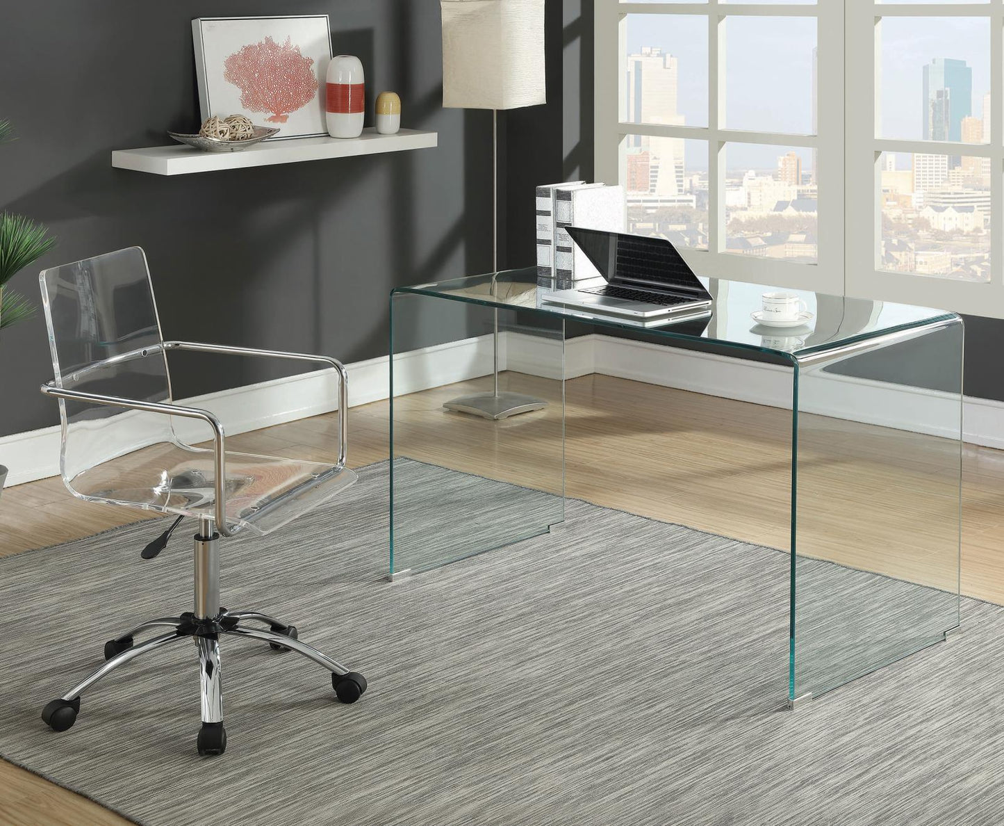 Amaturo Clear/Chrome Office Chair with Casters - 801436 - Luna Furniture - Dallas Store