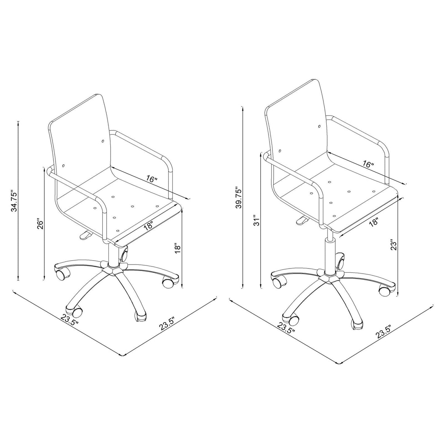 Amaturo Clear/Chrome Office Chair with Casters - 801436 - Luna Furniture - Dallas Store