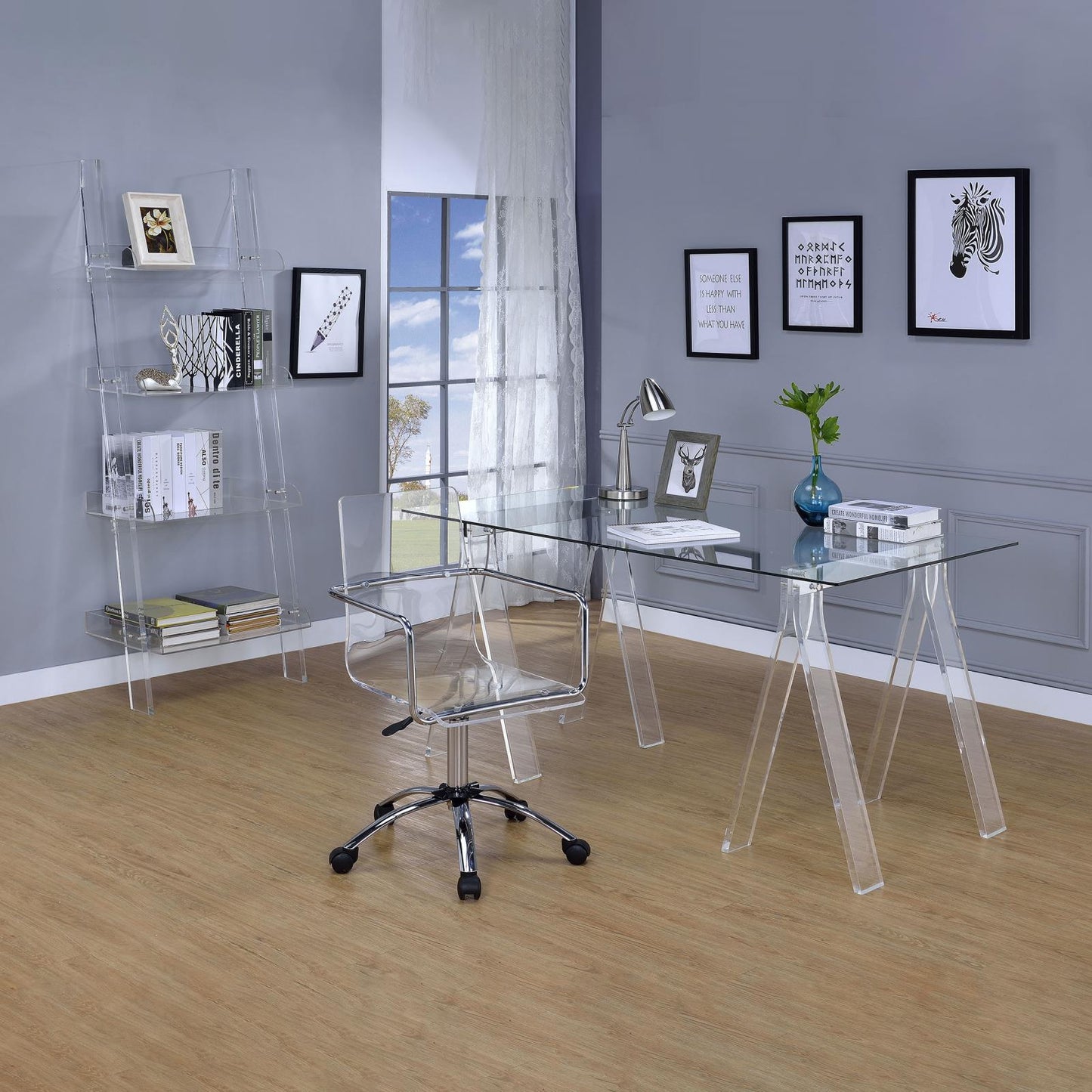 Amaturo Clear/Chrome Office Chair with Casters - 801436 - Luna Furniture - Dallas Store