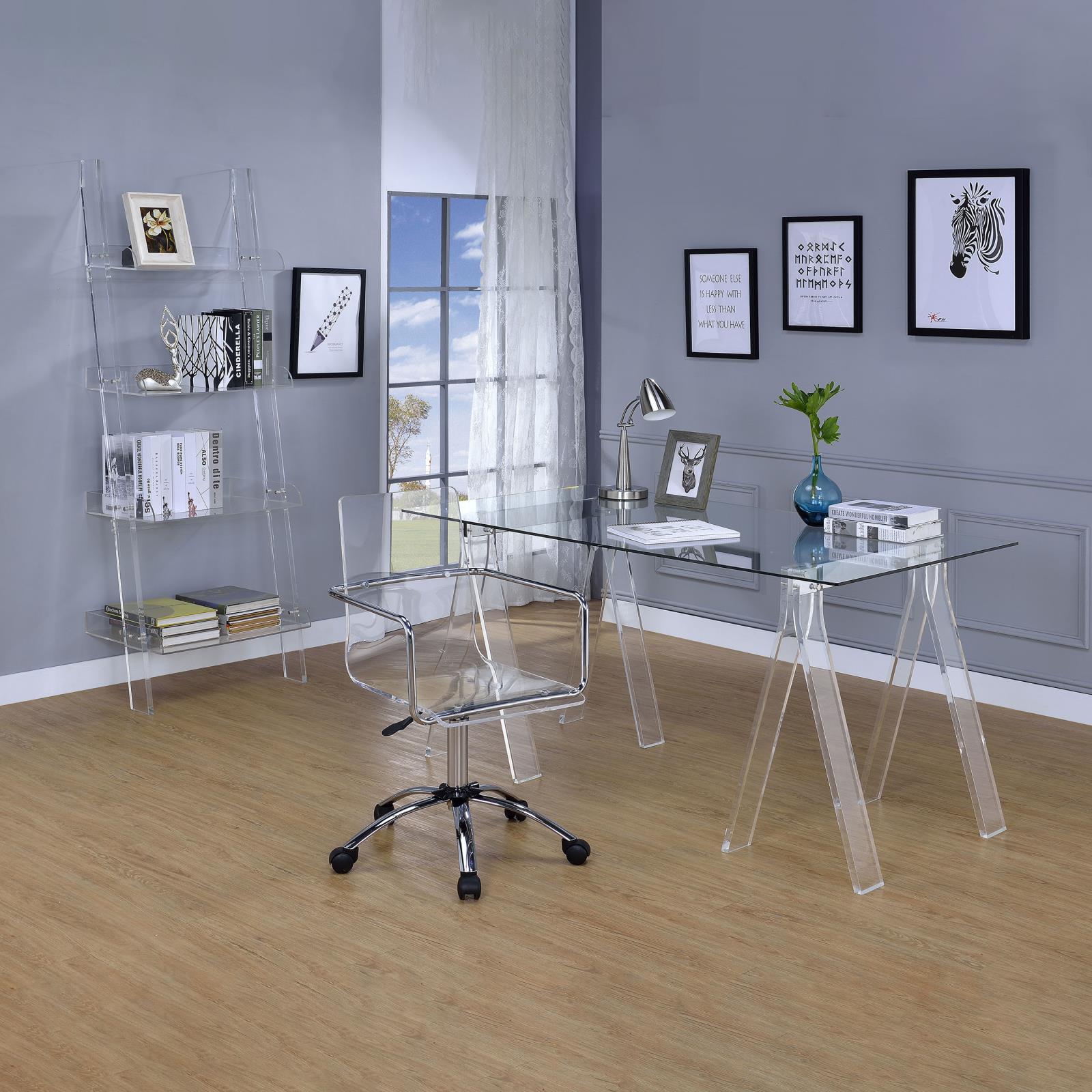 Amaturo Clear/Chrome Office Chair with Casters - 801436 - Luna Furniture - Dallas Store
