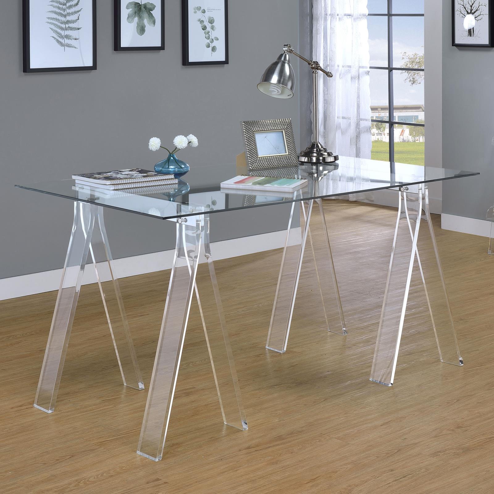 Amaturo Clear Writing Desk with Glass Top - 801535 - Luna Furniture - Dallas Store