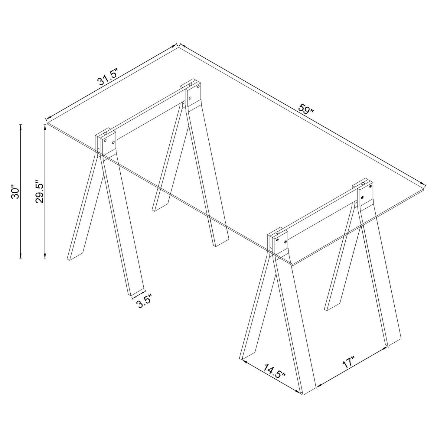 Amaturo Clear Writing Desk with Glass Top - 801535 - Luna Furniture - Dallas Store