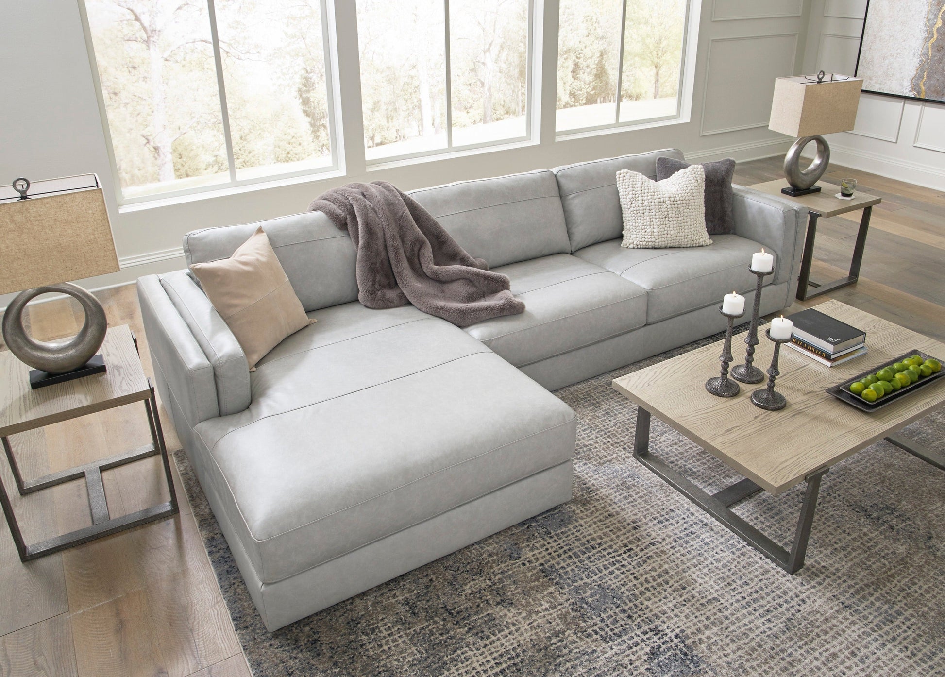 Amiata Glacier Leather 2-Piece LAF Sectional - SET | 5740416 | 5740467 - Luna Furniture - Dallas Store