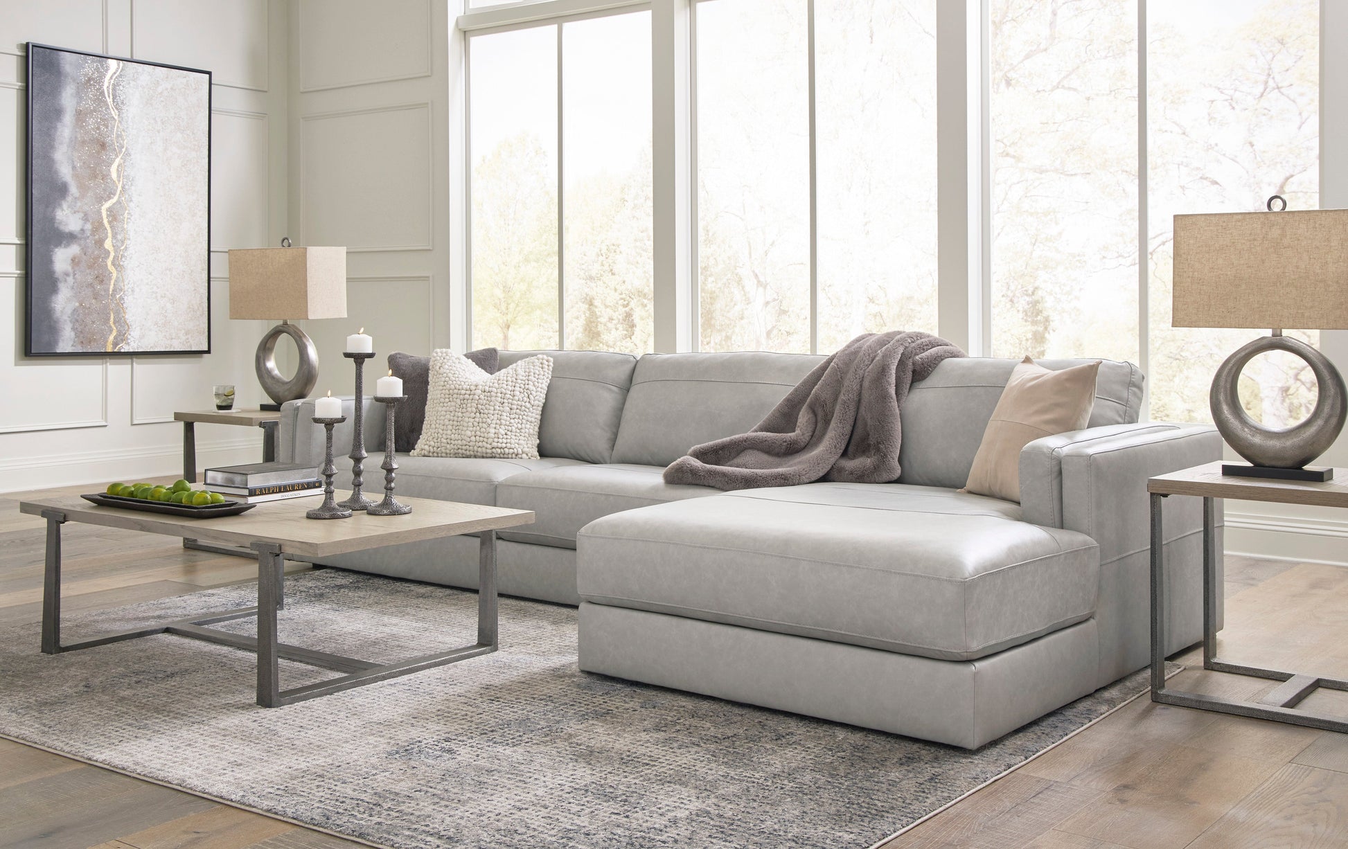 Amiata Glacier Leather 2-Piece RAF Sectional - SET | 5740417 | 5740466 - Luna Furniture - Dallas Store