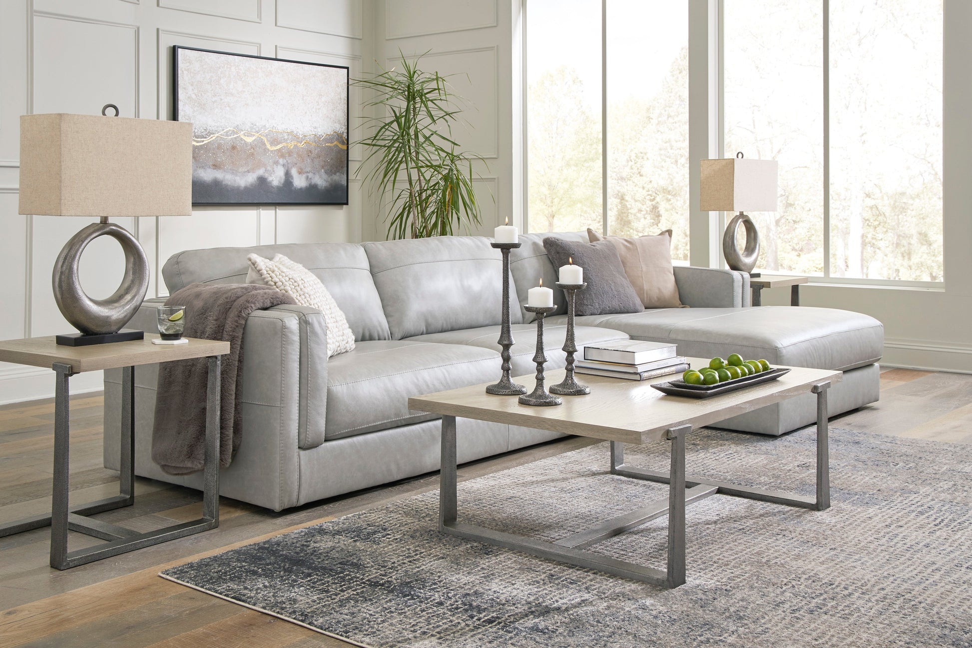 Amiata Glacier Leather 2-Piece RAF Sectional - SET | 5740417 | 5740466 - Luna Furniture - Dallas Store