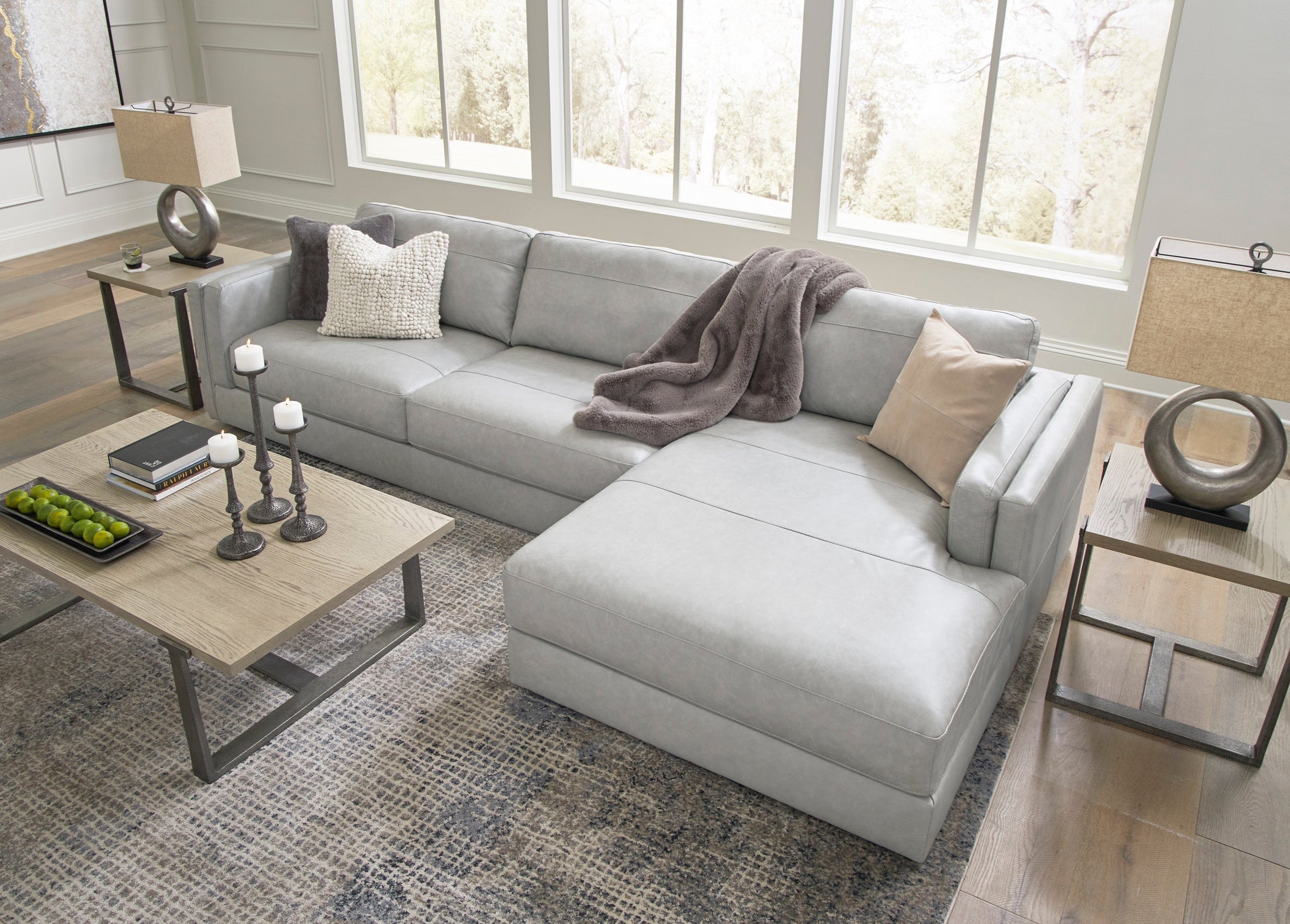Amiata Glacier Leather 2-Piece RAF Sectional - SET | 5740417 | 5740466 - Luna Furniture - Dallas Store