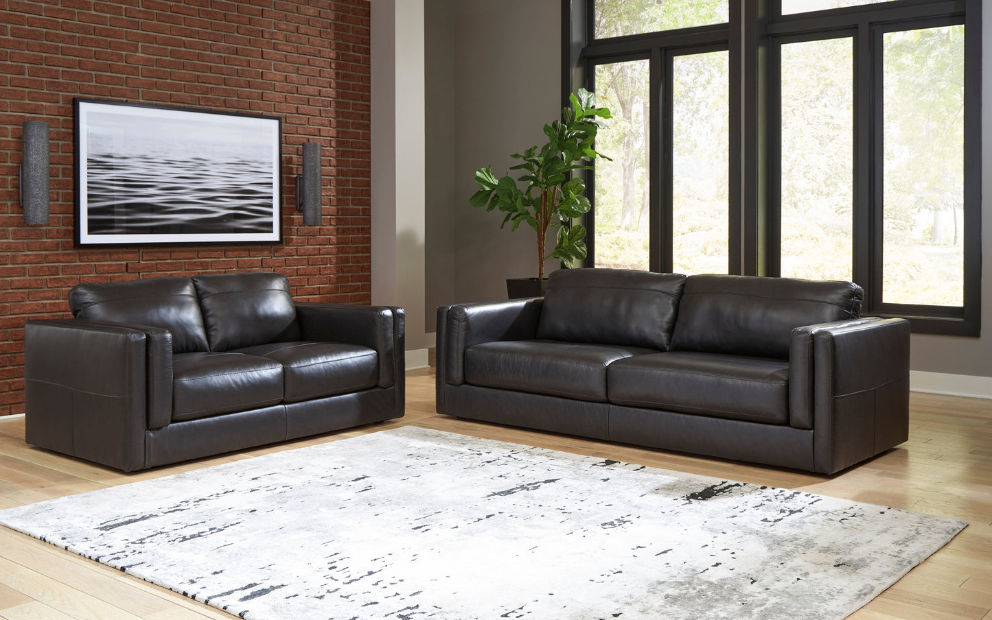Amiata Onyx Leather Living Room Set - SET | 5740538 | 5740535 - Luna Furniture - Dallas Store