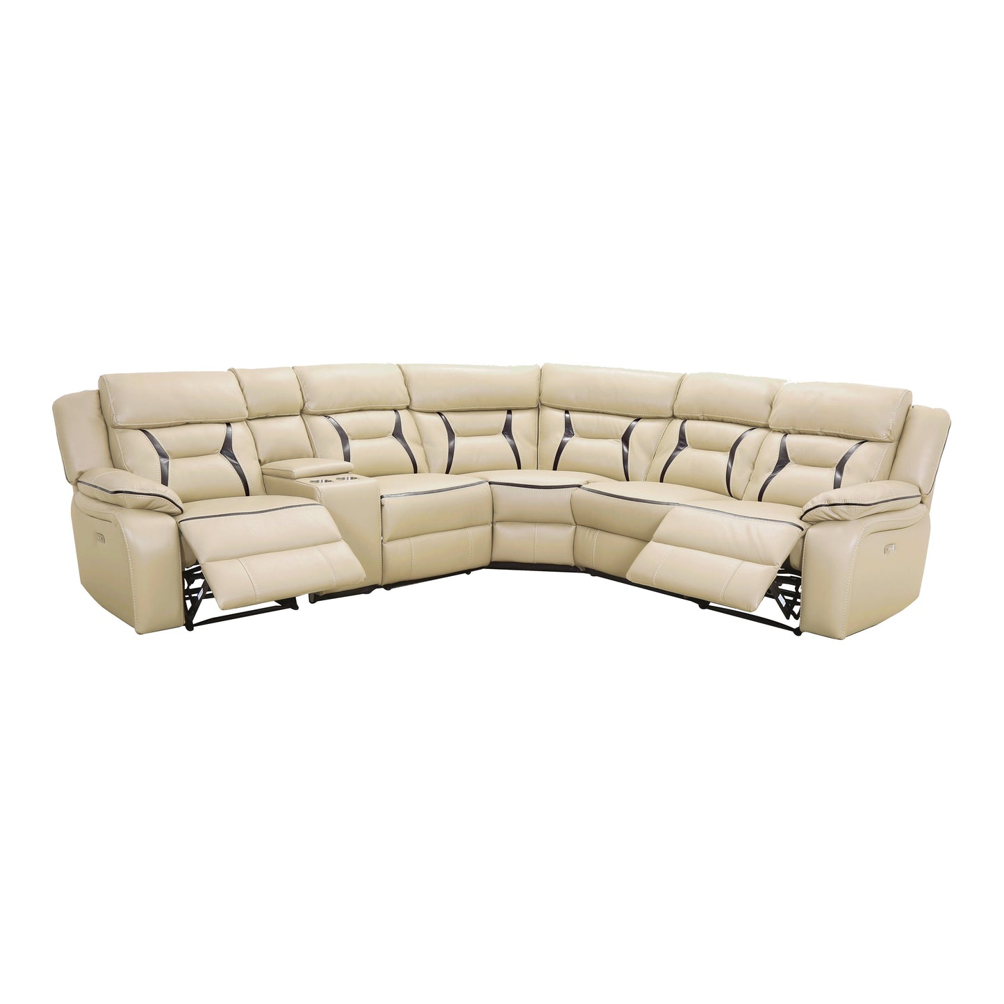 Amite Beige Power Reclining Sectional - SET | 8229-LRPW | 8229-RRPW | 8229-AC | 8229-ARPW | 8229-CN | 8229-CR - Luna Furniture - Dallas Store