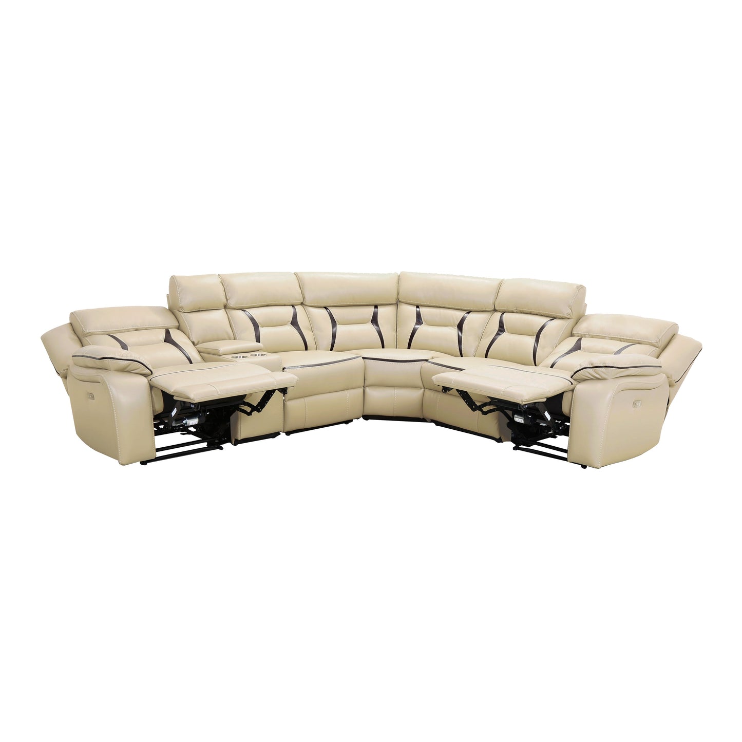Amite Beige Power Reclining Sectional - SET | 8229-LRPW | 8229-RRPW | 8229-AC | 8229-ARPW | 8229-CN | 8229-CR - Luna Furniture - Dallas Store