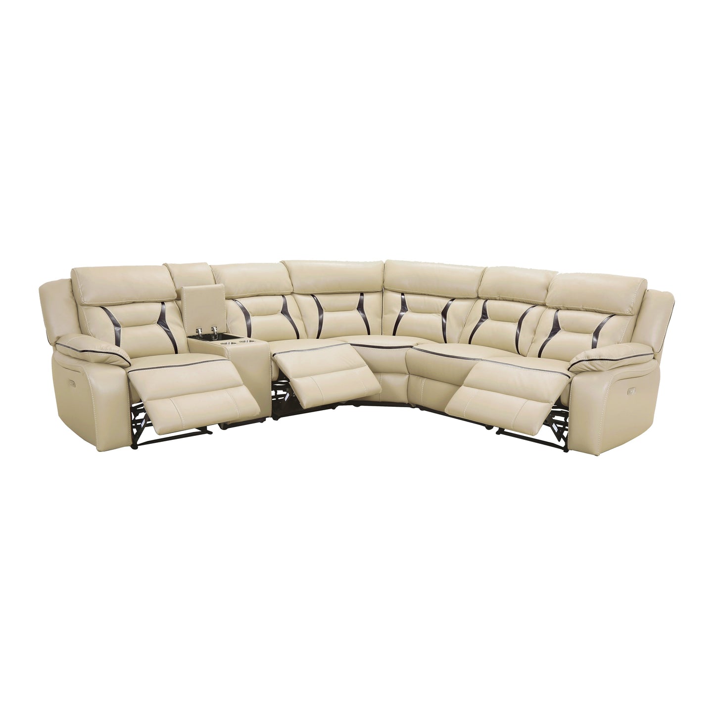 Amite Beige Power Reclining Sectional - SET | 8229-LRPW | 8229-RRPW | 8229-AC | 8229-ARPW | 8229-CN | 8229-CR - Luna Furniture - Dallas Store