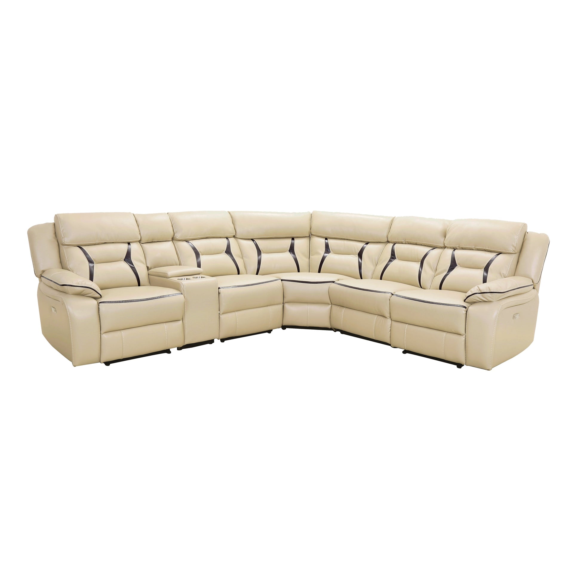 Amite Beige Power Reclining Sectional - SET | 8229-LRPW | 8229-RRPW | 8229-AC | 8229-ARPW | 8229-CN | 8229-CR - Luna Furniture - Dallas Store