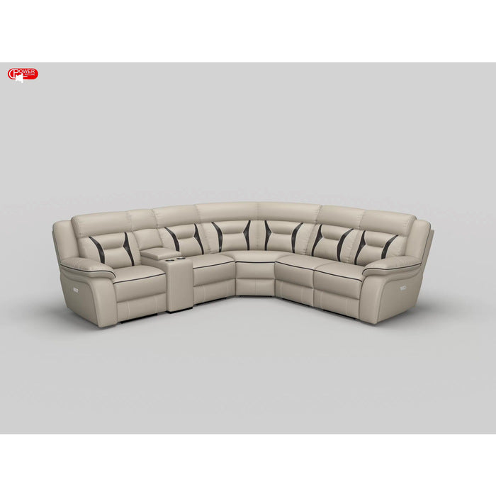 Amite Beige Power Reclining Sectional - SET | 8229-LRPW | 8229-RRPW | 8229-AC | 8229-ARPW | 8229-CN | 8229-CR - Luna Furniture - Dallas Store
