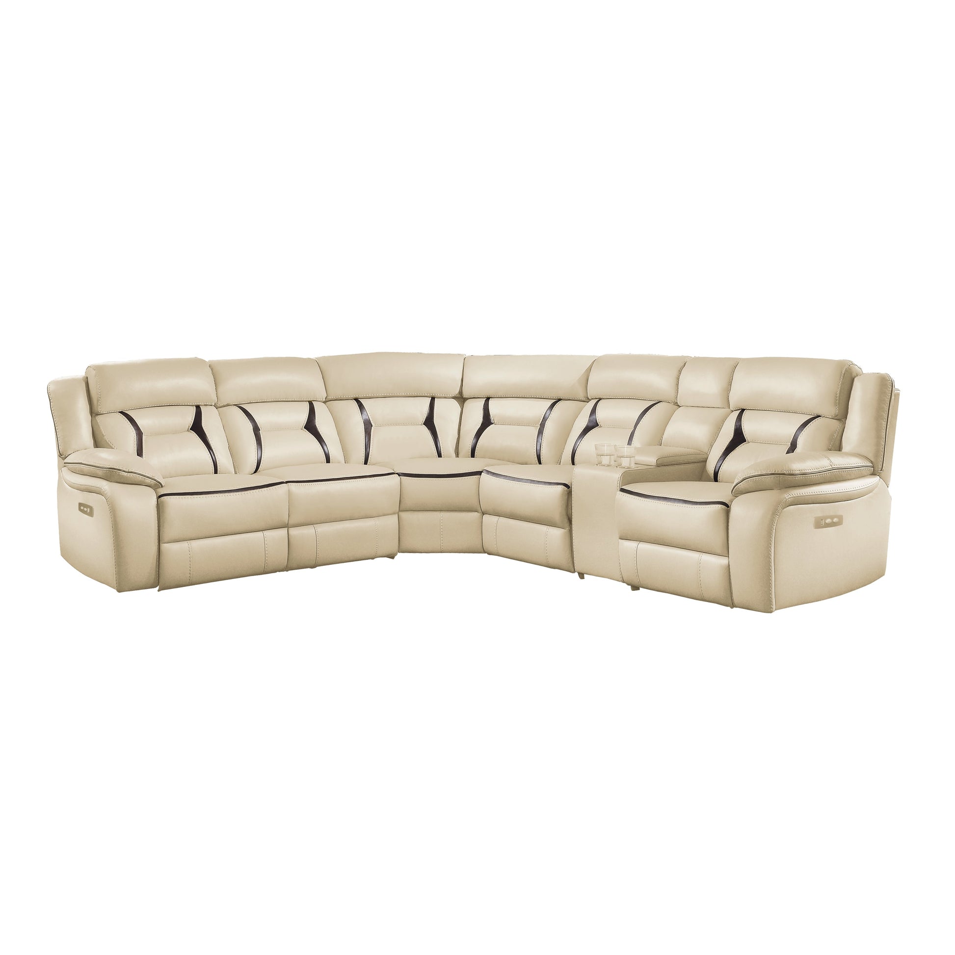 Amite Beige Power Reclining Sectional - SET | 8229-LRPW | 8229-RRPW | 8229-AC | 8229-ARPW | 8229-CN | 8229-CR - Luna Furniture - Dallas Store
