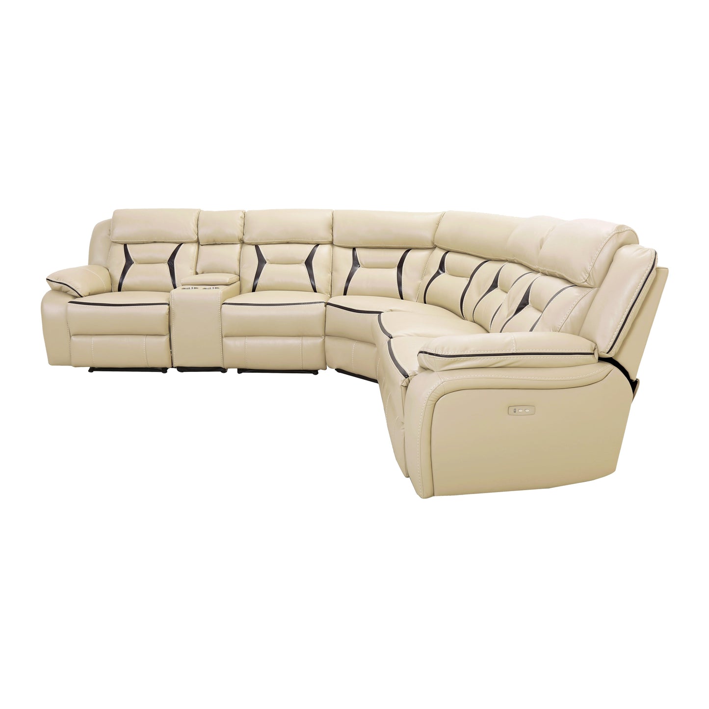 Amite Beige Power Reclining Sectional - SET | 8229-LRPW | 8229-RRPW | 8229-AC | 8229-ARPW | 8229-CN | 8229-CR - Luna Furniture - Dallas Store
