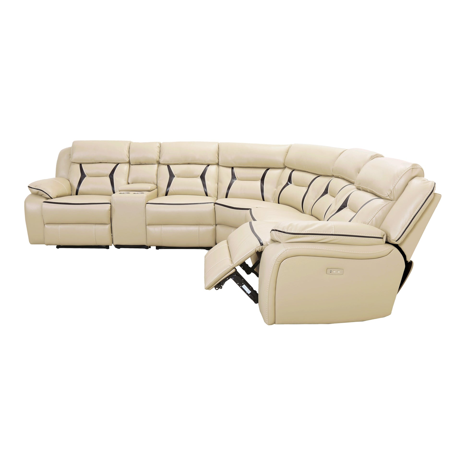 Amite Beige Power Reclining Sectional - SET | 8229-LRPW | 8229-RRPW | 8229-AC | 8229-ARPW | 8229-CN | 8229-CR - Luna Furniture - Dallas Store