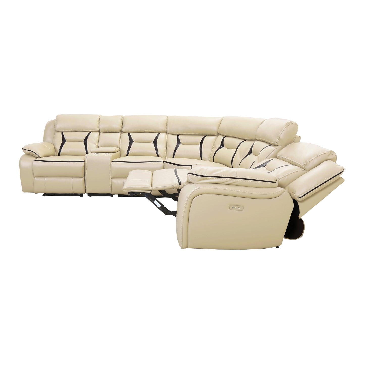 Amite Beige Power Reclining Sectional - SET | 8229-LRPW | 8229-RRPW | 8229-AC | 8229-ARPW | 8229-CN | 8229-CR - Luna Furniture - Dallas Store