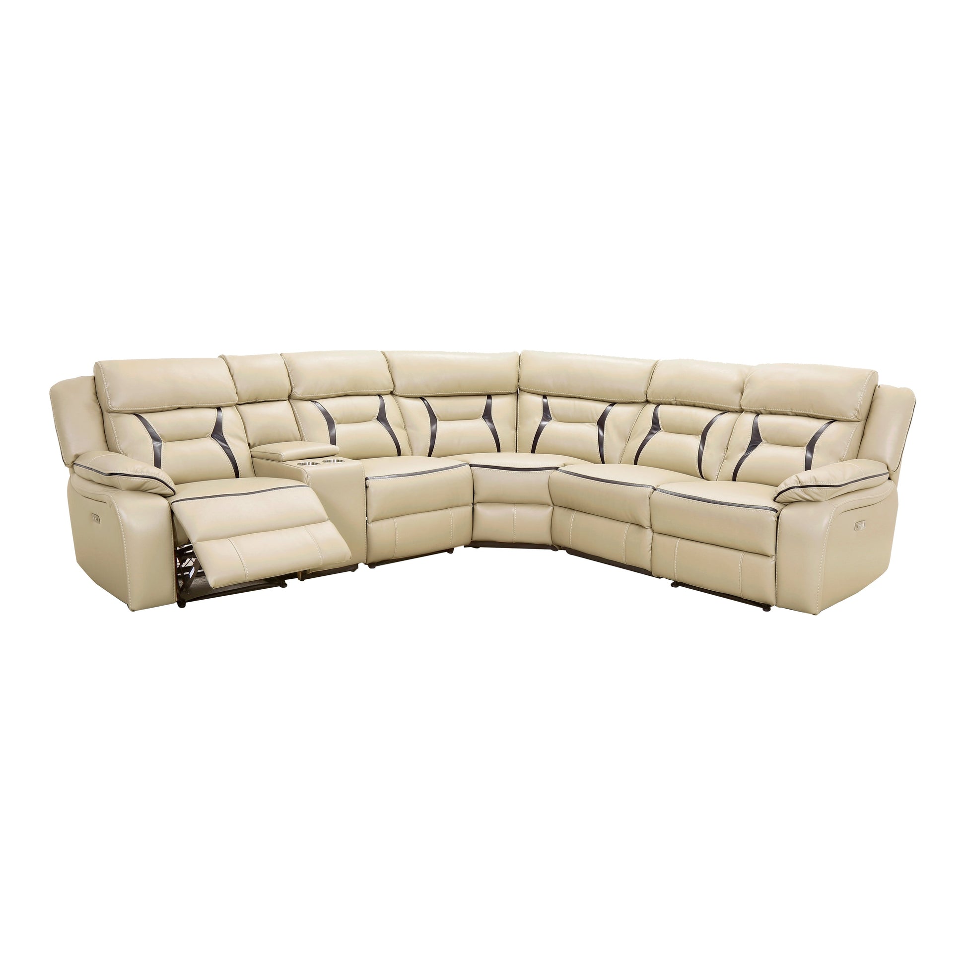 Amite Beige Power Reclining Sectional - SET | 8229-LRPW | 8229-RRPW | 8229-AC | 8229-ARPW | 8229-CN | 8229-CR - Luna Furniture - Dallas Store