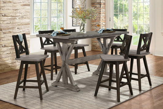 Amsonia Gray/Black Counter Height Set - SET | 5602-36 | 5602-24BK(4) - Luna Furniture - Dallas Store
