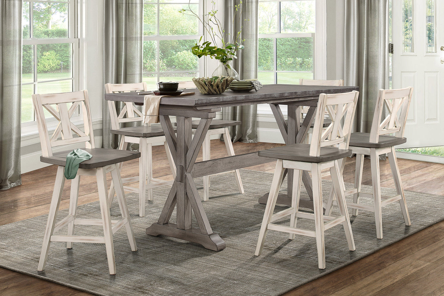 Amsonia Gray/White Counter Height Set - SET | 5602-36 | 5602-24WT(2) - Luna Furniture - Dallas Store