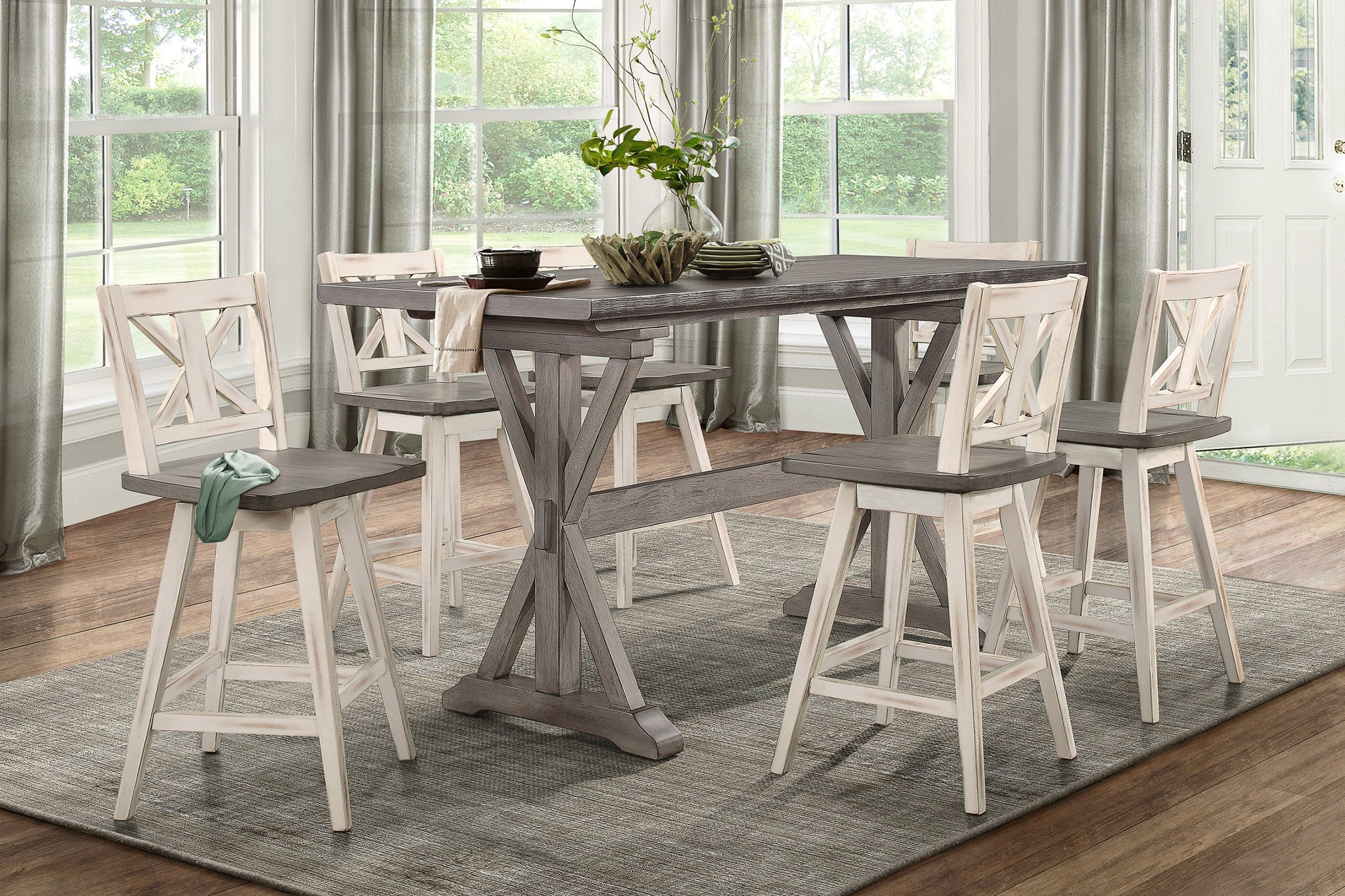 Amsonia Gray/White Counter Height Set - SET | 5602-36 | 5602-24WT(2) - Luna Furniture - Dallas Store