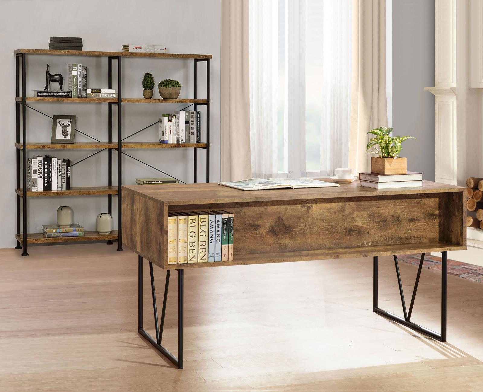 Analiese Antique Nutmeg 4-Drawer Writing Desk - 800999 - Luna Furniture - Dallas Store