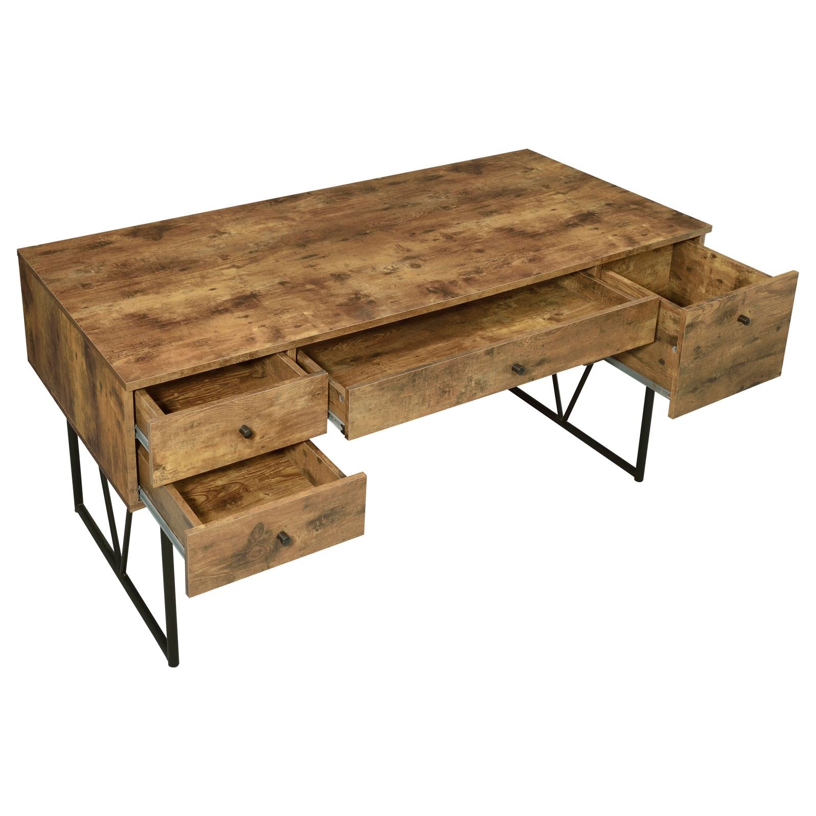 Analiese Antique Nutmeg 4-Drawer Writing Desk - 800999 - Luna Furniture - Dallas Store