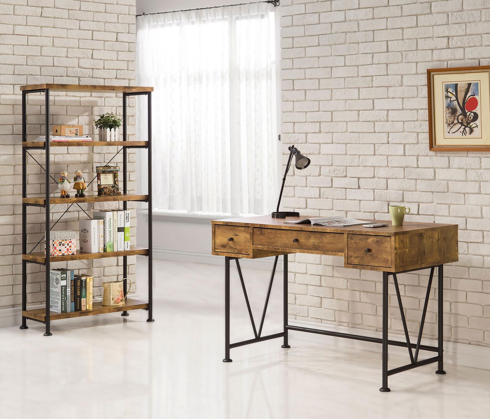 Analiese Antique Nutmeg 4-Shelf Bookcase - 801542 - Luna Furniture - Dallas Store