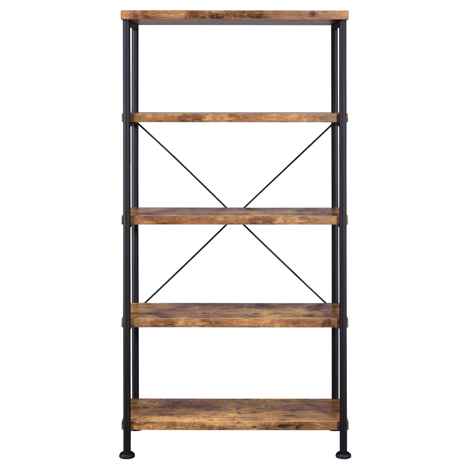 Analiese Antique Nutmeg 4-Shelf Bookcase - 801542 - Luna Furniture - Dallas Store