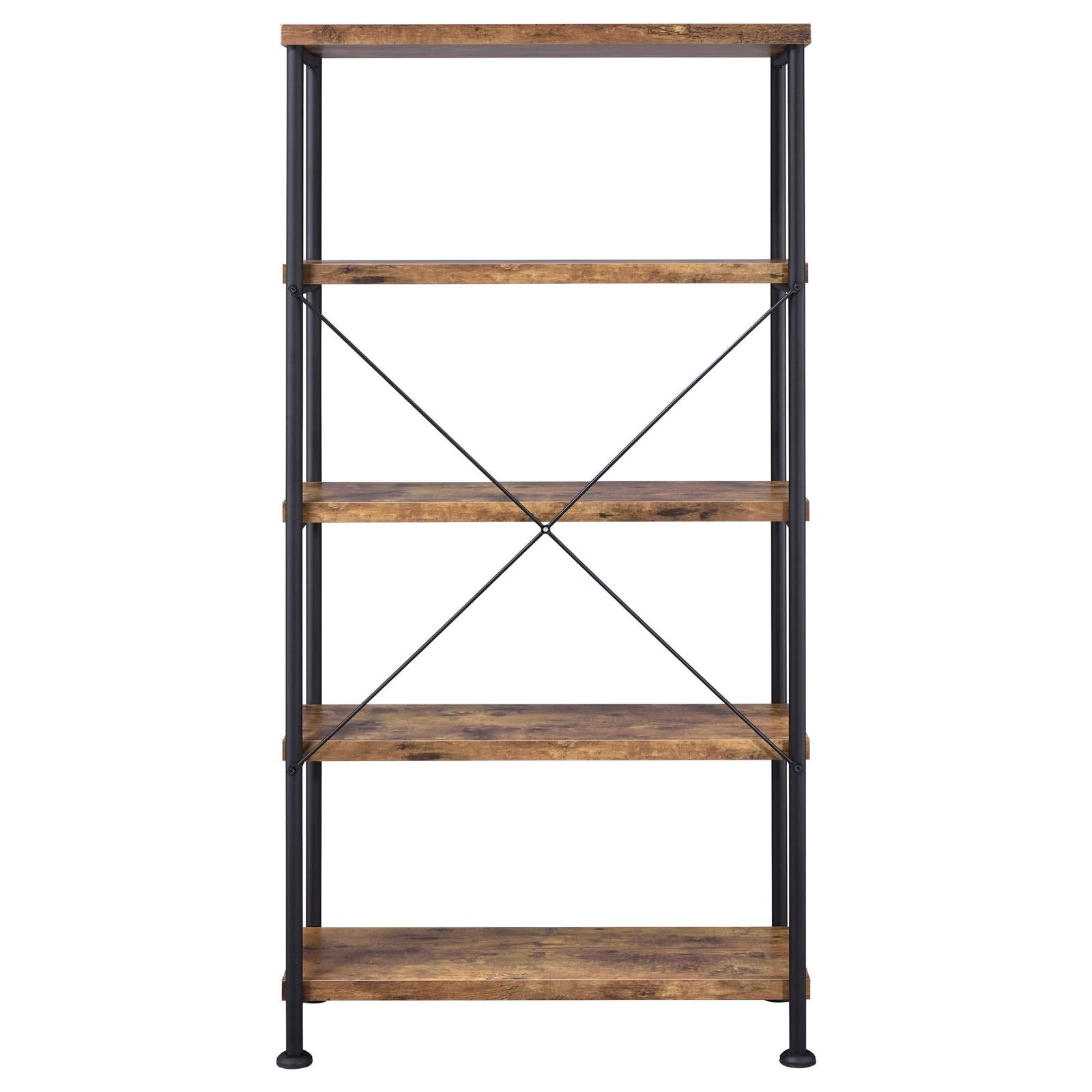 Analiese Antique Nutmeg 4-Shelf Bookcase - 801542 - Luna Furniture - Dallas Store
