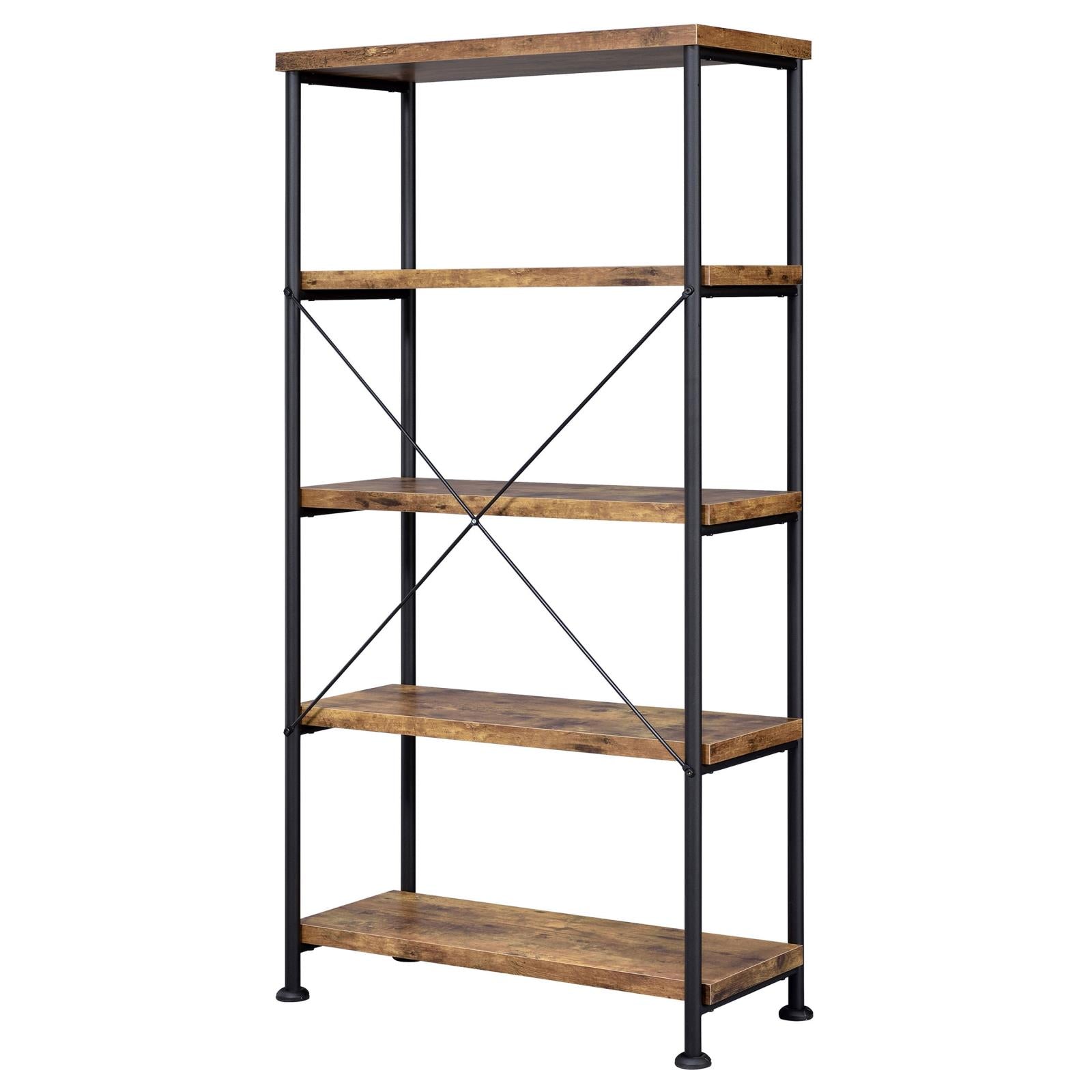 Analiese Antique Nutmeg 4-Shelf Bookcase - 801542 - Luna Furniture - Dallas Store