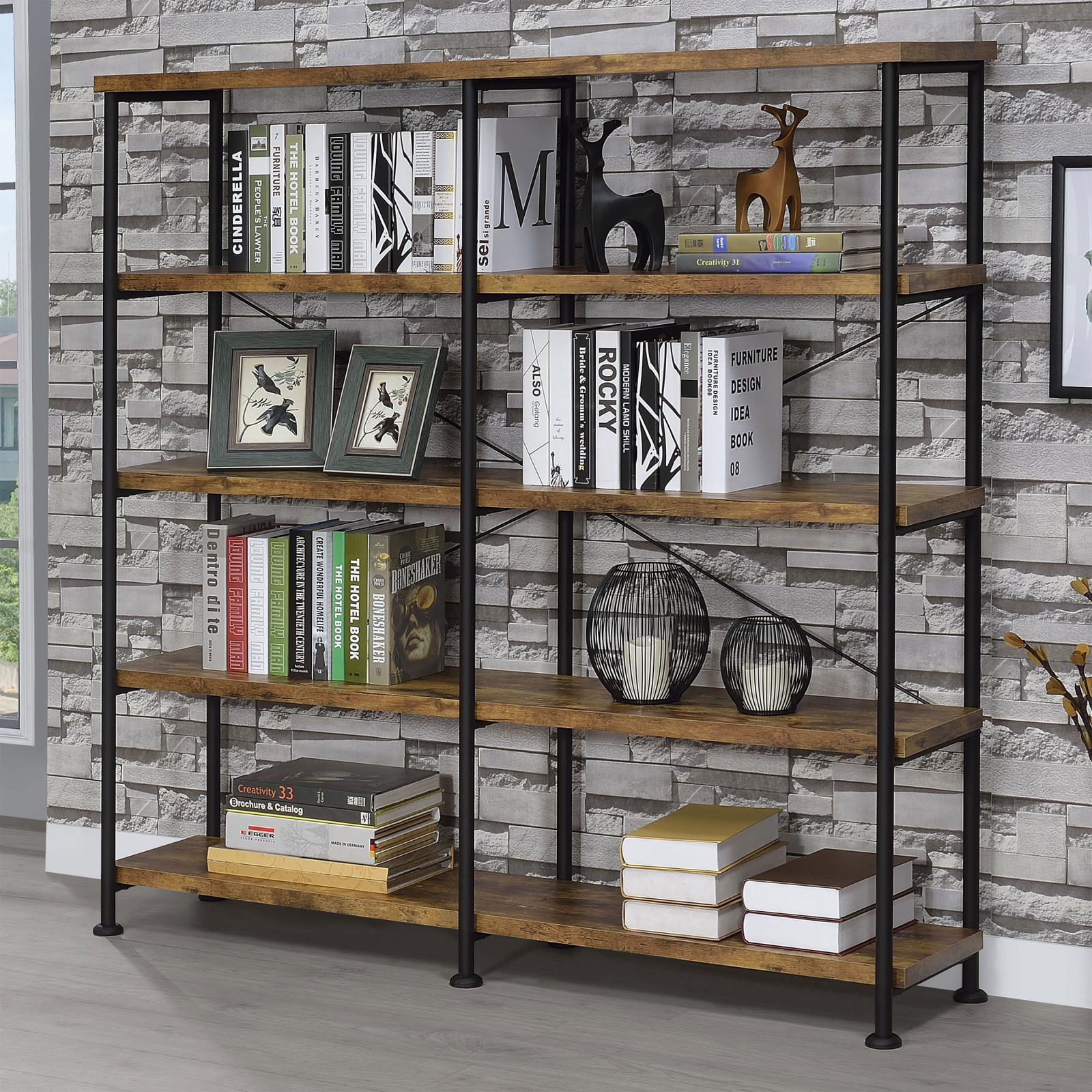 Analiese Antique Nutmeg 4-Shelf Open Bookcase - 801543 - Luna Furniture - Dallas Store