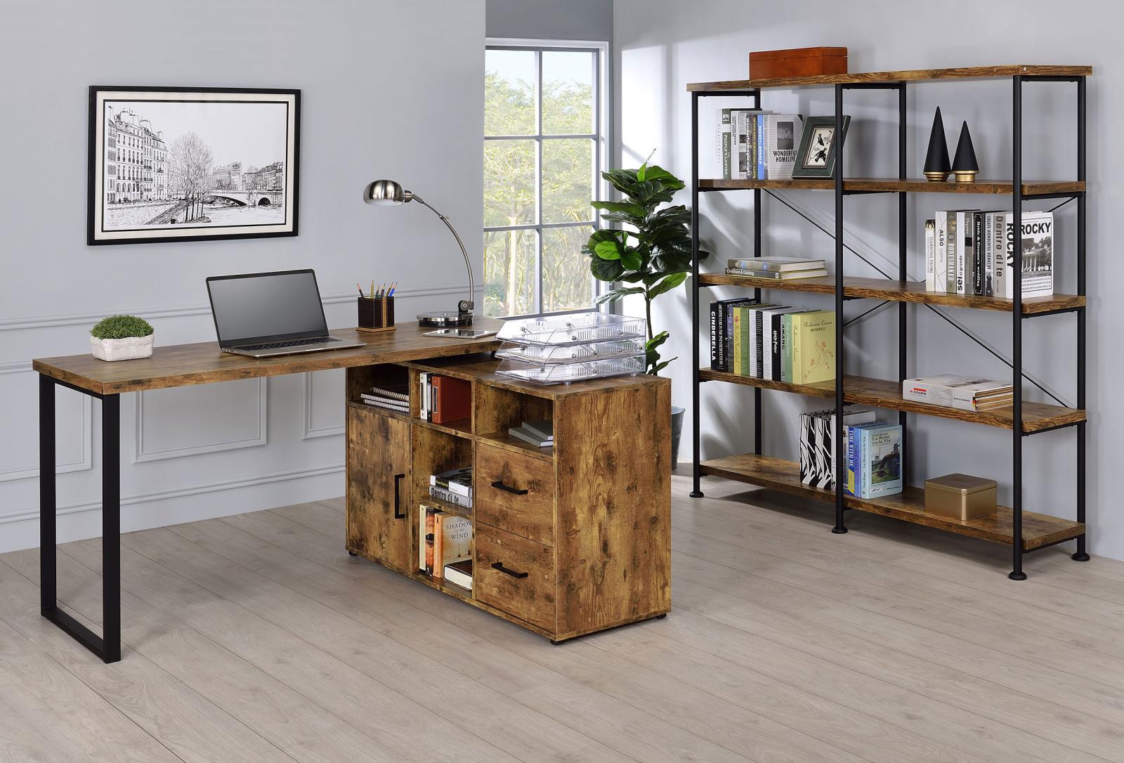 Analiese Antique Nutmeg 4-Shelf Open Bookcase - 801543 - Luna Furniture - Dallas Store