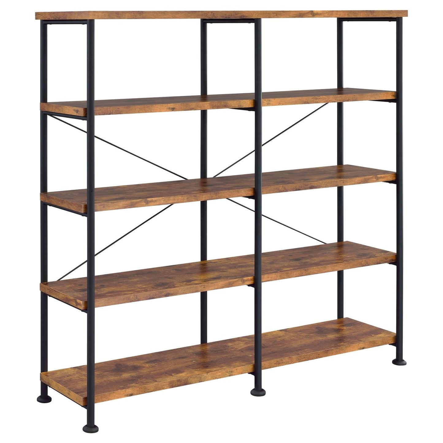 Analiese Antique Nutmeg 4-Shelf Open Bookcase - 801543 - Luna Furniture - Dallas Store