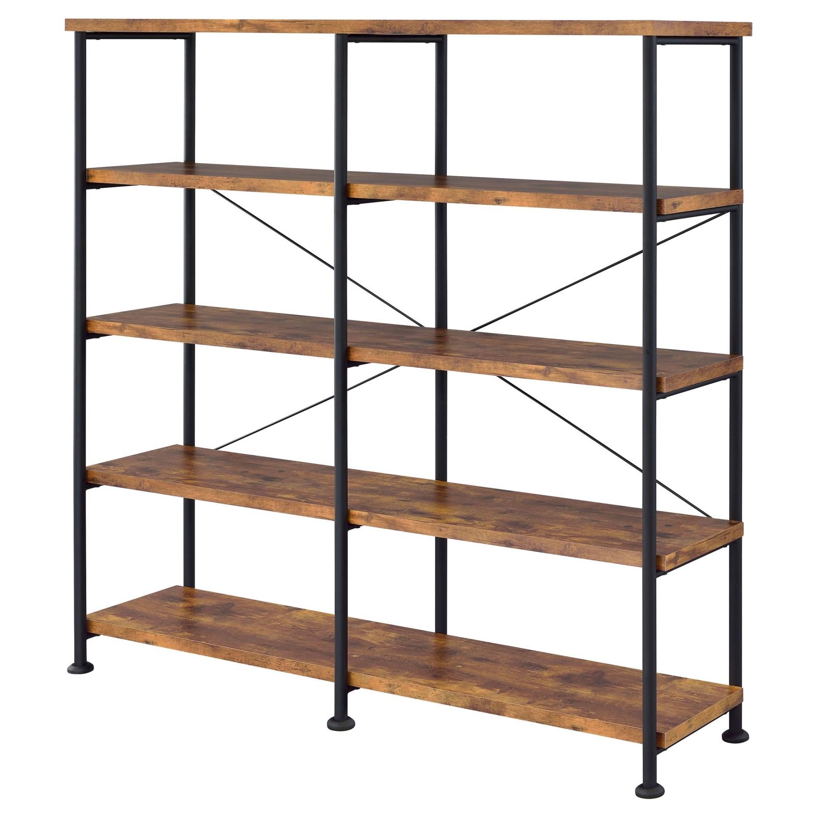 Analiese Antique Nutmeg 4-Shelf Open Bookcase - 801543 - Luna Furniture - Dallas Store